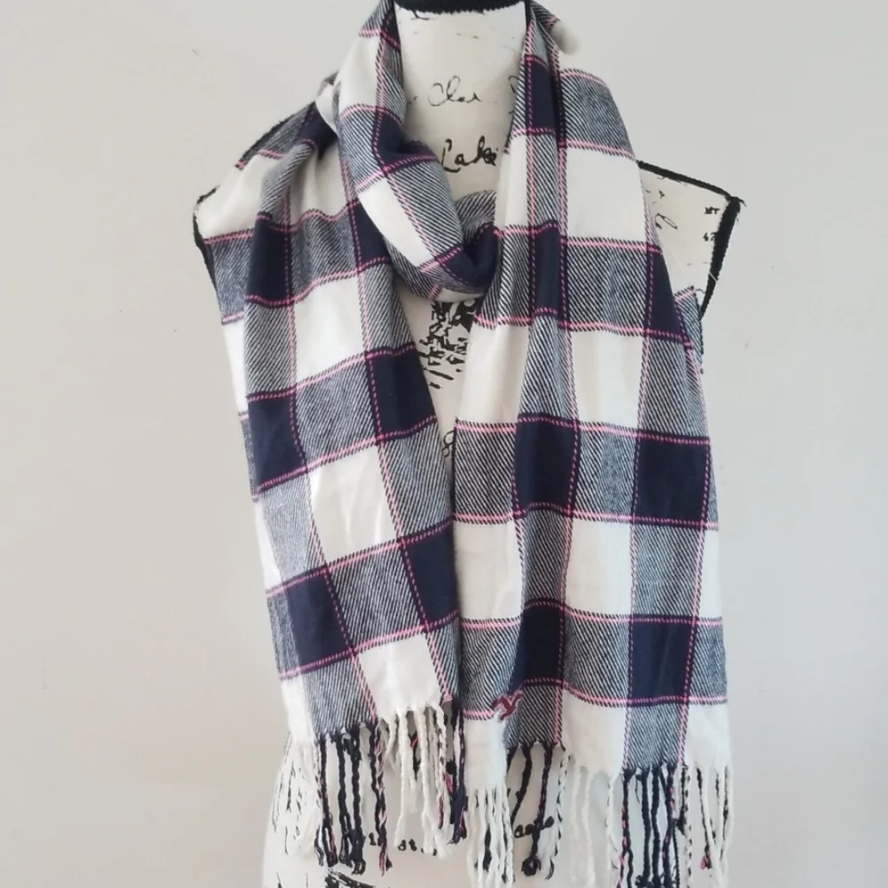 Holister Women's blue/white pink Checkered Scarf